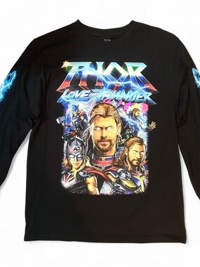Thor: Love and Thunder Men's Black Graphic Long-Sleeve Shirt